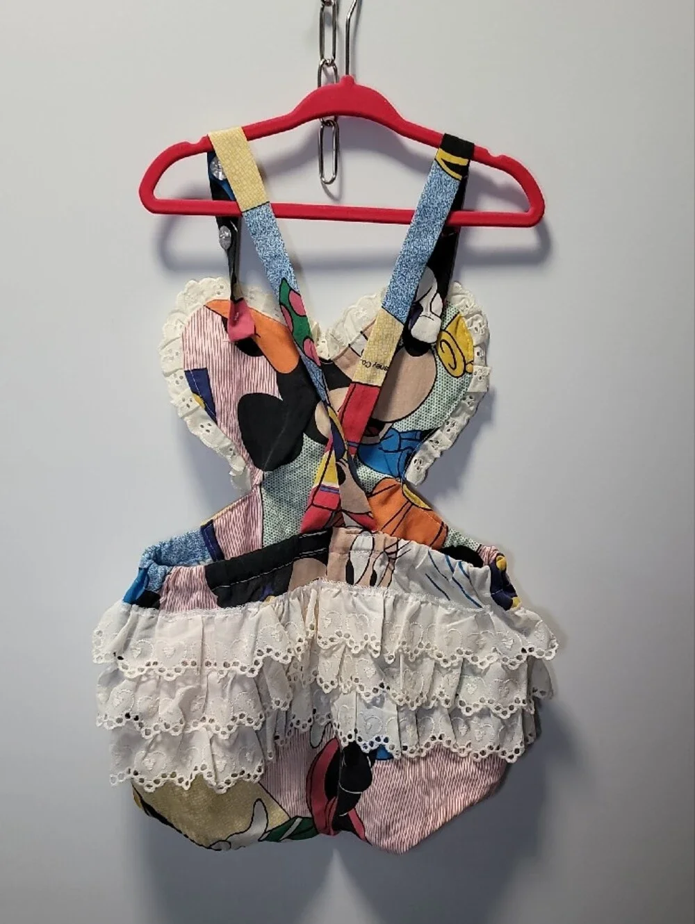 Disney Minnie Mouse Multicolor Ruffled Bib Dress with Jewel Straps